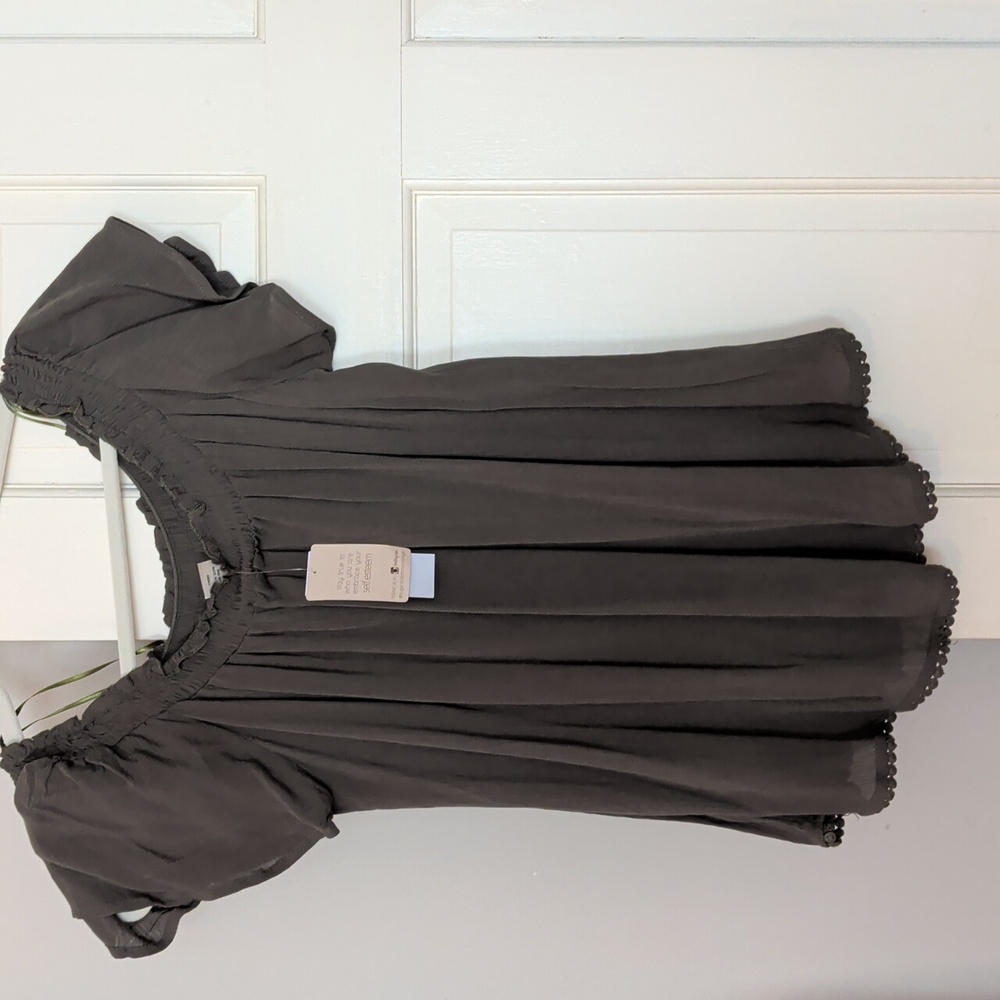 Self Esteem Olive Green Boho Blouse NWT